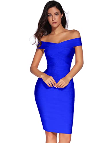 Meilun Damen rayon-bügel v-ansatz verband bodycon-partei-kleid Blau-2 X-Small von meilun