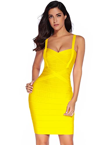 meilun Damen Promi-Verband Bodycon Kleid -Partei-Bleistift-Kleid Klein Gelb von meilun