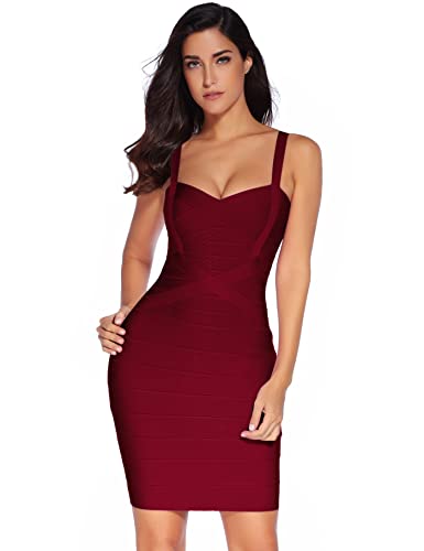 Meilun Damen promi-verband bodycon kleid-bügel-partei-bleistift-kleid WeinRot Medium von meilun