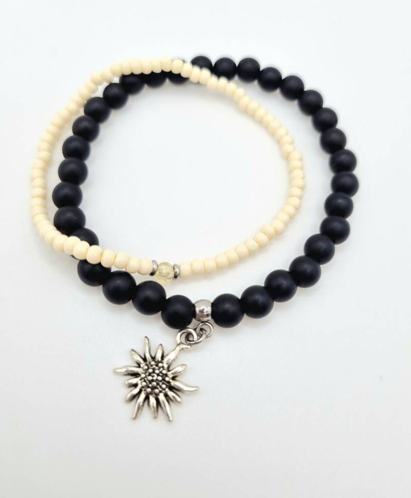 Trachtenarmbandset Edelweiß in Schwarz von meinHerzstueckDesign