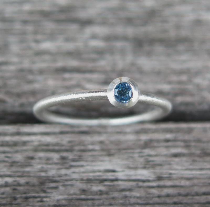 1 Stapelring Ring 925 Silber Blauer Aquamarin Kombinierbar von meinWerkk