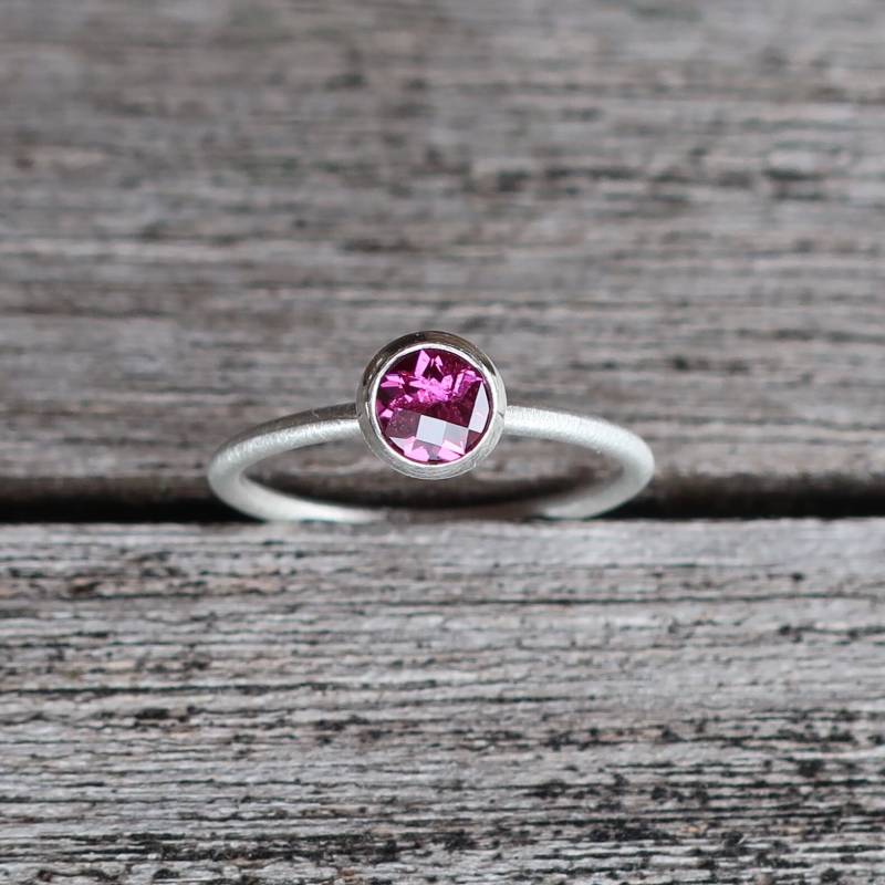 1 Stapelring Ring 925 Silber Funkelnder Rhodolith Kombinierbar von meinWerkk