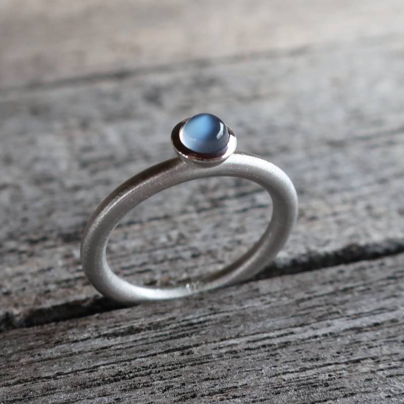 1 Stapelring Ring 925 Silber Schimmernder Mondstein von meinWerkk