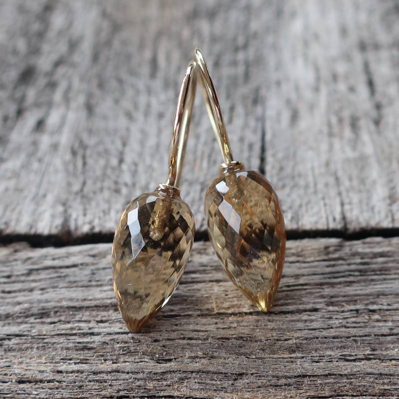 585 Gelbgold Ohrhänger Citrin Pendel 12 X 7 Mm von meinWerkk