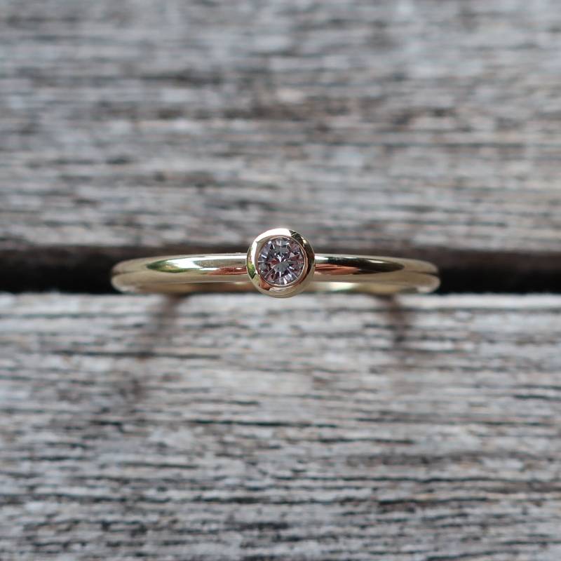 585 Gelbgold Zarter Verlobungsring Mit Brillant 0, 8Ct Lupenrein von meinWerkk