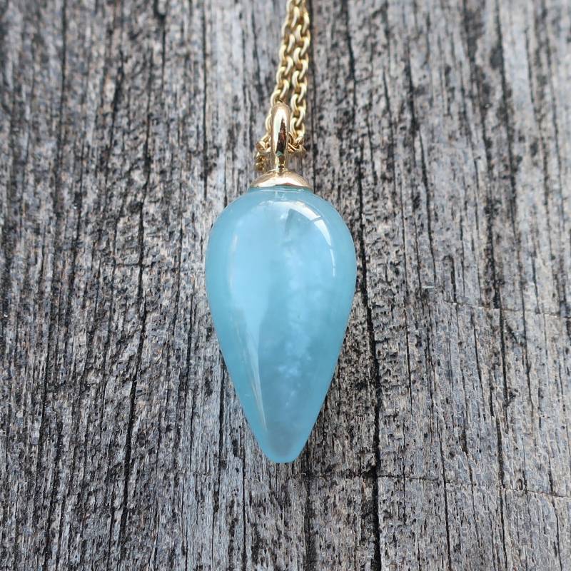 585 Gold Anhänger Mit Aquamarin Pendel 22 X 12 Mm. Unikat Goldschmiedearbeit Meisterarbeit von meinWerkk