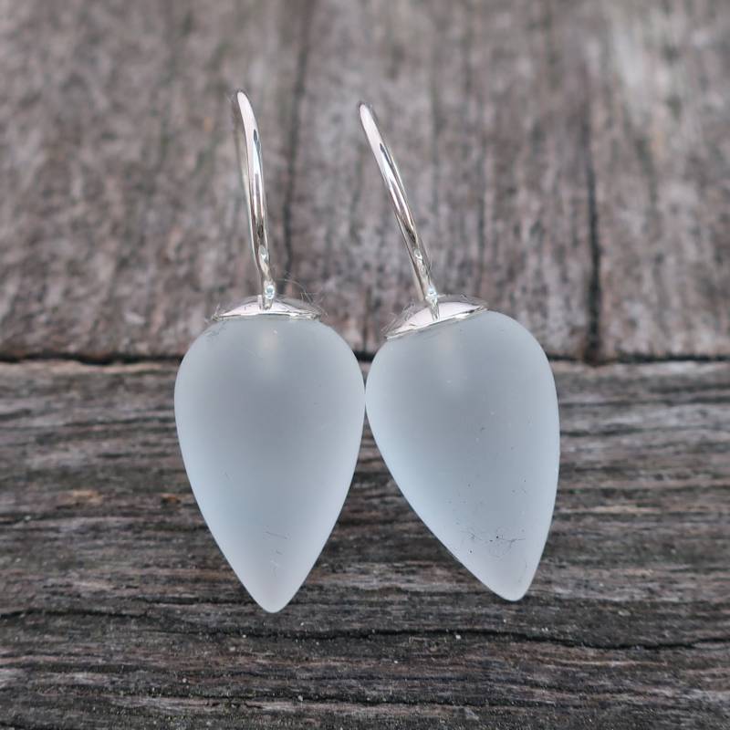 925 Silber Ohrhänger Ohrringe Bergkristall Matte Pendel 15 X 10 Mm von meinWerkk