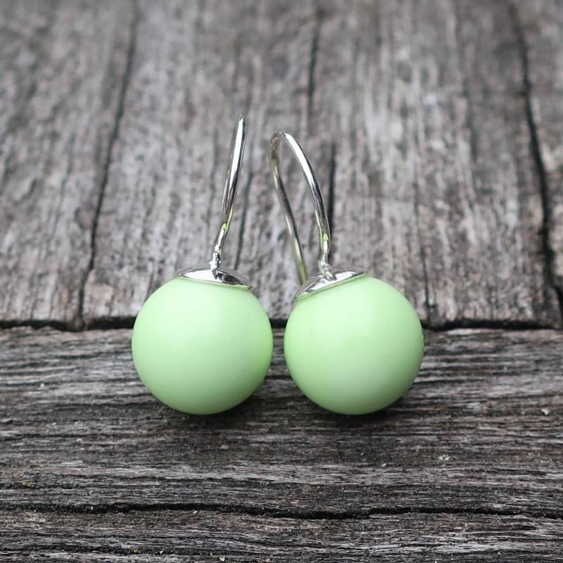 925 Silber Ohrhänger Ohrringe Zitronen Chrysopras Kugeln 10 Mm Unikat Goldschmiedearbeit Meisterarbeit von meinWerkk