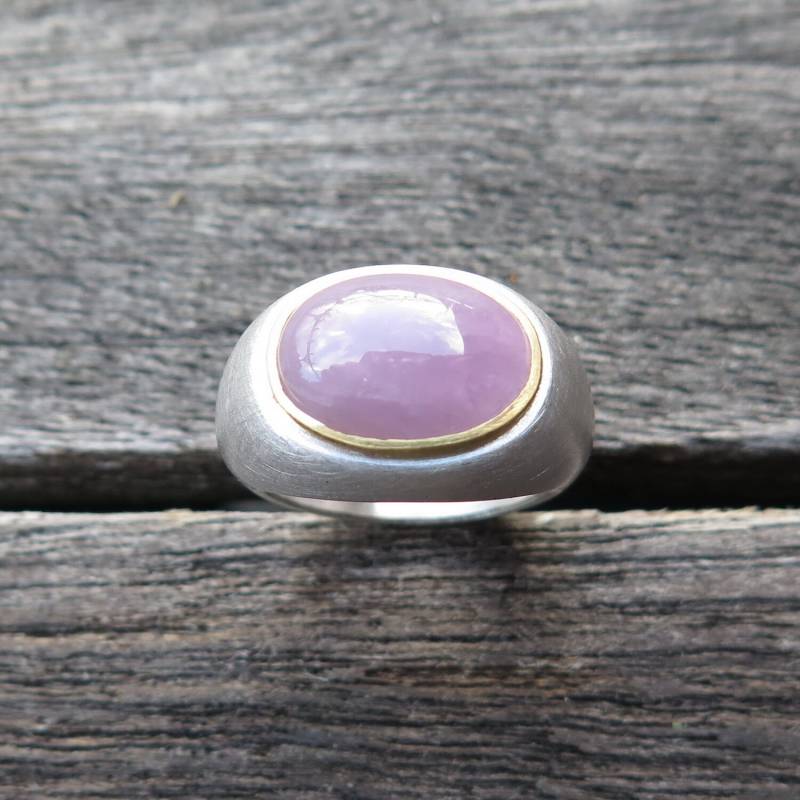 Big Bonbon Ring 925 Silber Und Feingold Mit Kunzit von meinWerkk