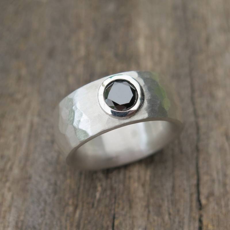 Feinsilber Ring Mit 1 Ct Schwarzer Diamant von meinWerkk