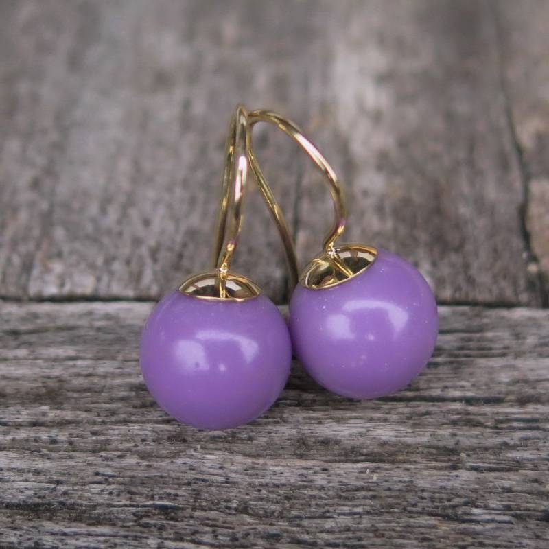 Ohrringe 750 Gold Mit Heterosit Kugel Meisterarbeit Goldschmiedearbeit Handarbeit von meinWerkk