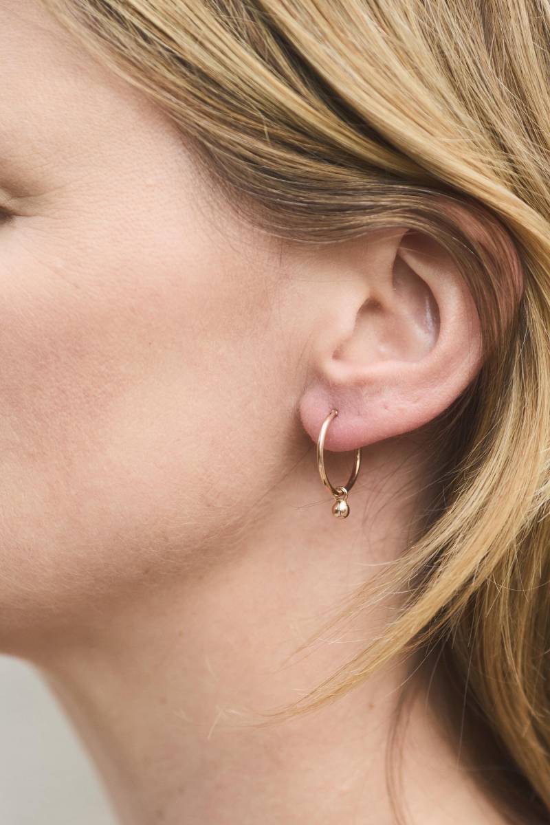 1 Paar Hoops Perle Kugel Creolen Mi Anhänger 925Er Silber Golden Kreolen Golden, Oder Rosé Blättchen Ohrringe von meineketten