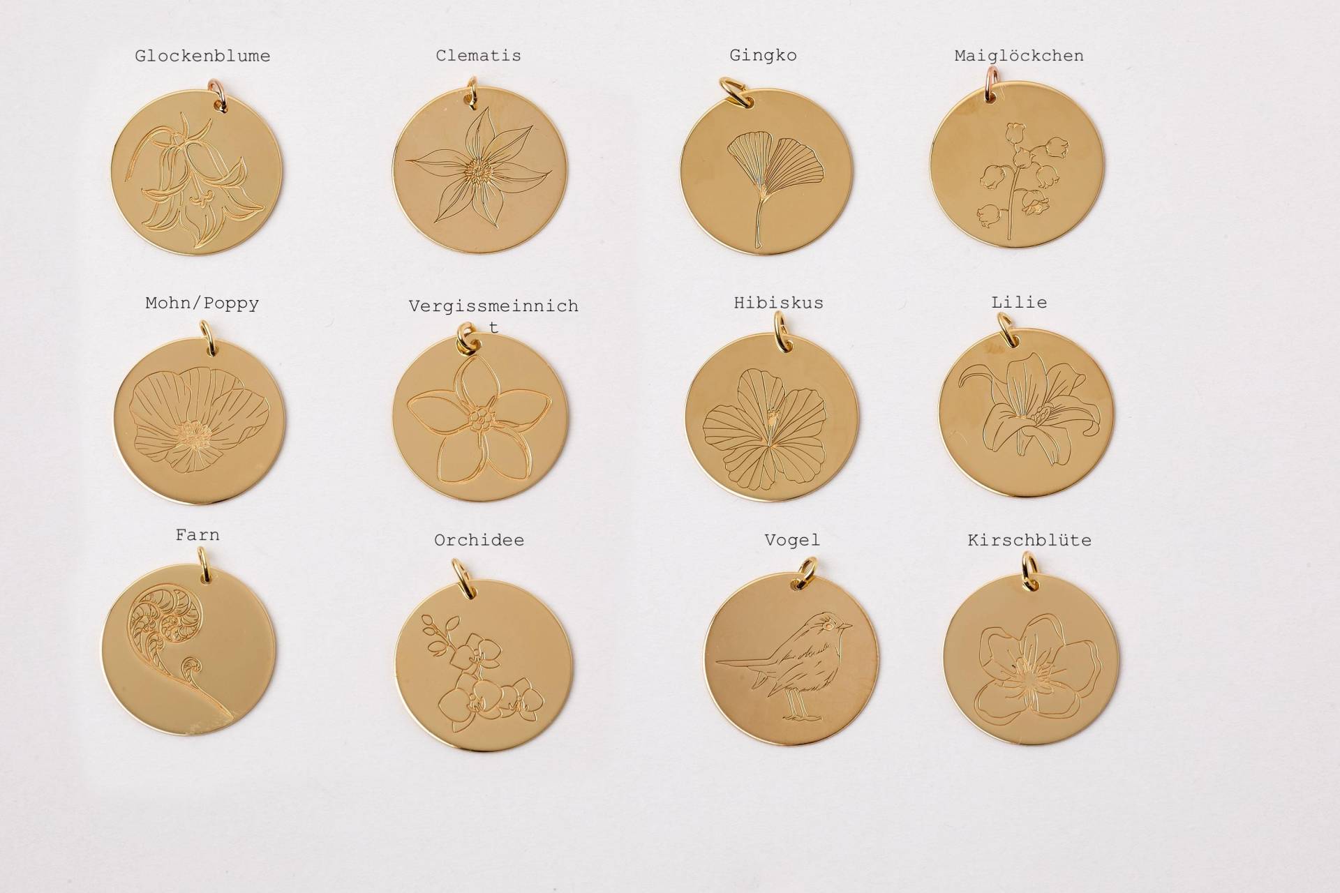 1 Paar Plättchen Ohrringe Münze Mit Gravur 925Er Silber Goldene Blütenohrringe Kreolen Blüte Gingko Blumengravur von meineketten