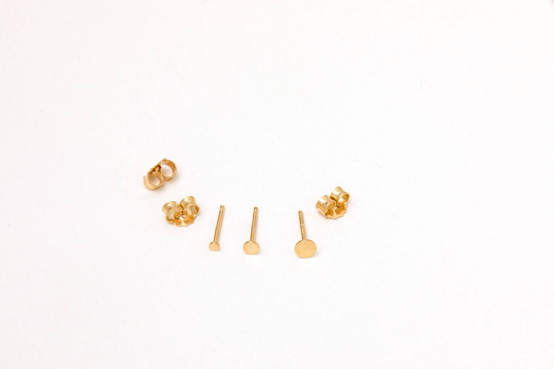 3Er Set Ohrstecker Sterling Silver Golden Roségolden Dots Punkte Paar Teeny Tiny Plättchenstecker Stecker Ohrschmuck von meineketten