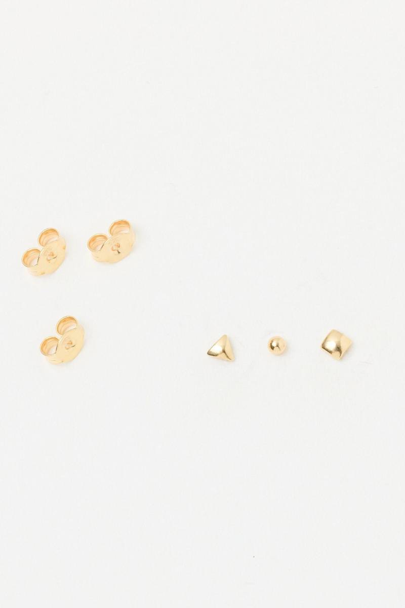 3Er Set Winzige Ohrstecker Sterling Silver Golden Ball Punkte Dreieck Viereck Paar Teeny Tiny Kugelstecker Stecker Ohrschmuck von meineketten