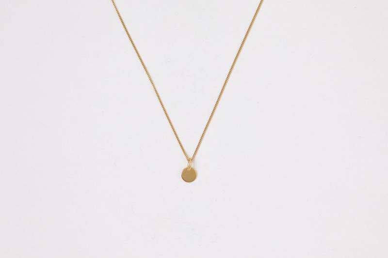 Goldene Kette Mit Einem Mini Plättchen Blättchen Disc Plättchenkette Münze Farbe Sterling Silver Halskette von meineketten