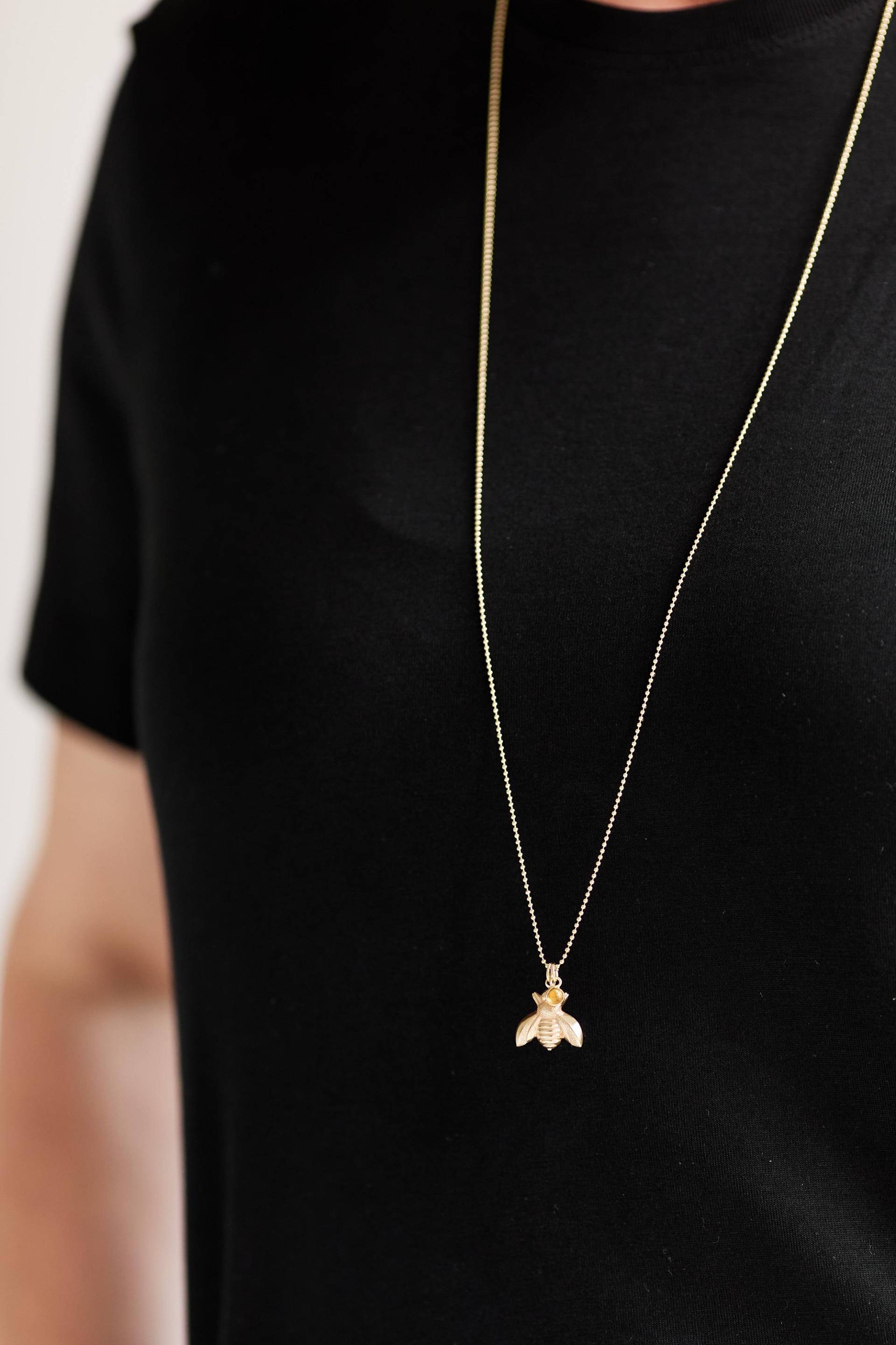 Goldene Lange Bienenkette Halskette Mit Einer Biene Kette Insekt Bee Goldkette Save The Bees Honig Wabe von meineketten