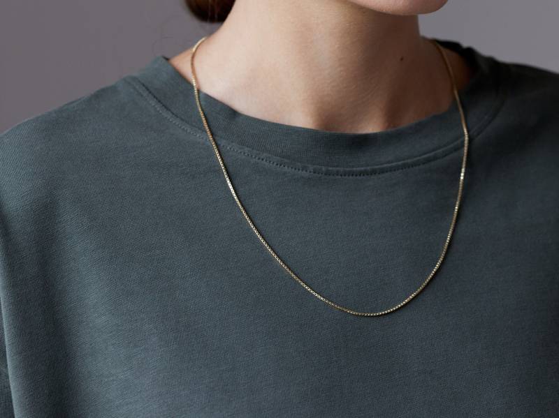 Goldene Mittellange Halskette Box Chain Boxchain Eckige Kette Venezianerkette 925Er Silber Vergoldet von meineketten