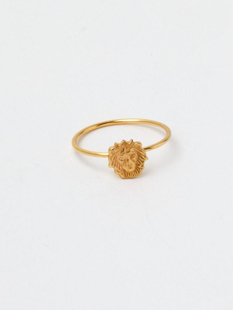 Goldener Löwenring Siegelring Löwe Leo Goldener Fingerring Kitsch Statement Schmuck Stackable Ring Layer Stapelring von meineketten