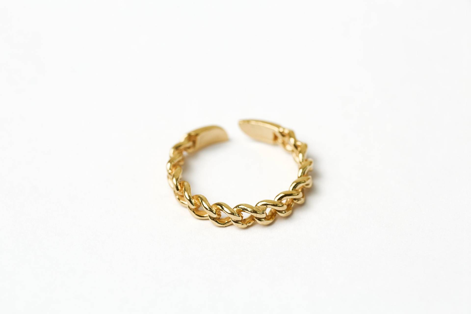 Goldener Ring Stapelring Verstellbar Zarter Panzerkettenring Curbchain Curb Gold Silber Oder Rosé von meineketten