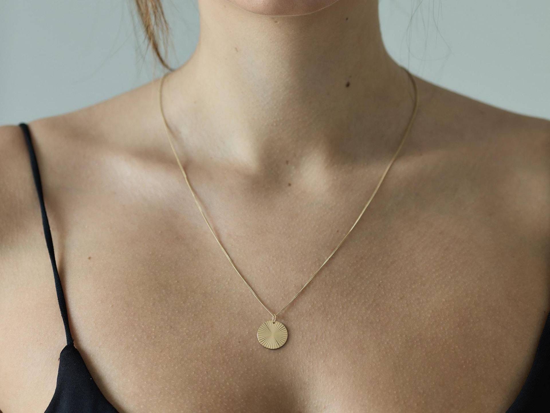 Goldkette 925Er Silber Sunshine Plättchen Plättchenkette Blättchen Münze Blättchenkette Disc Casual Schmuck Goldene Kette von meineketten