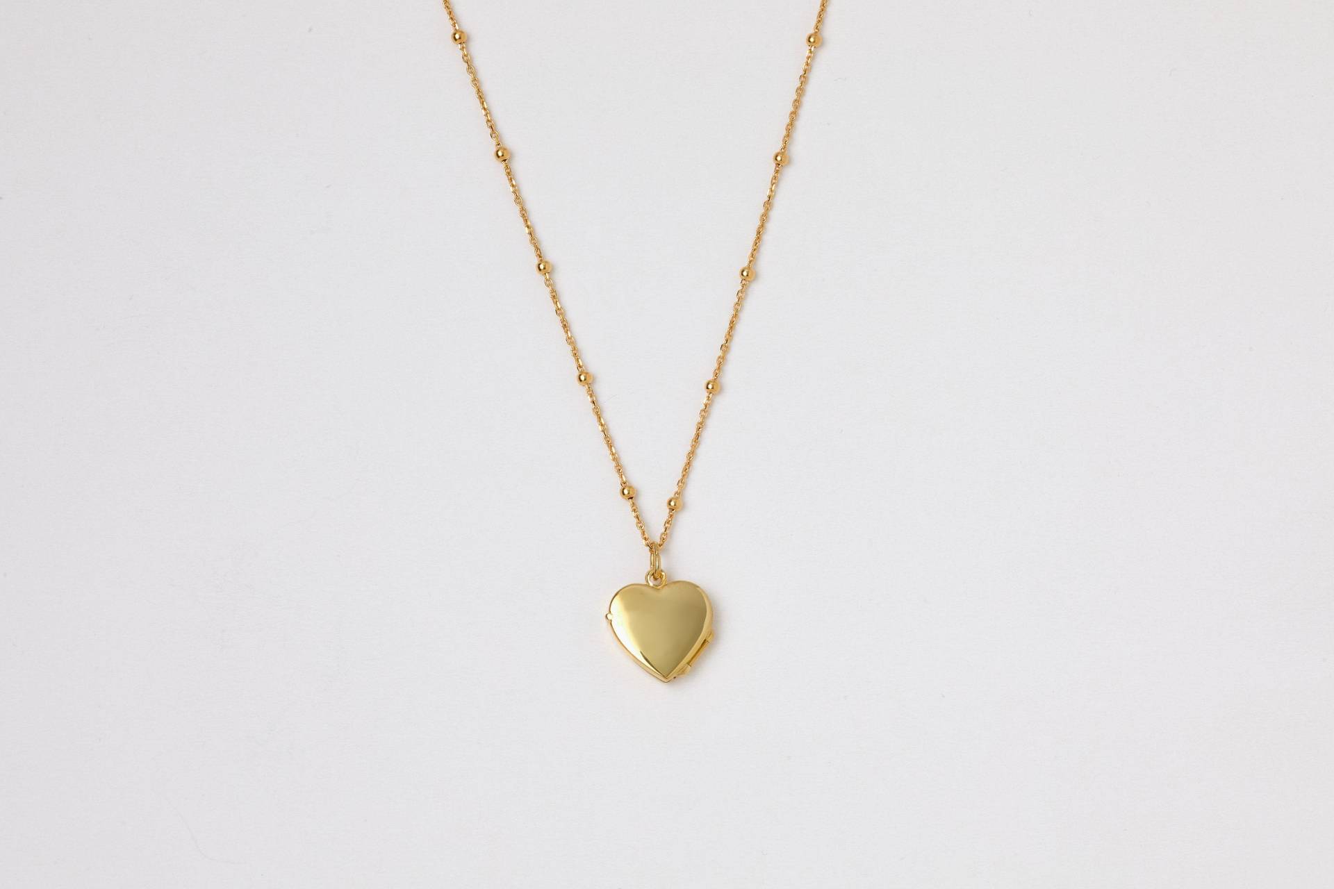 Herzmedaillon Kette Halskette Goldene Medaillonkette Fotomedaillon Silberne Amulett Amulettkette Medallion Herz von meineketten