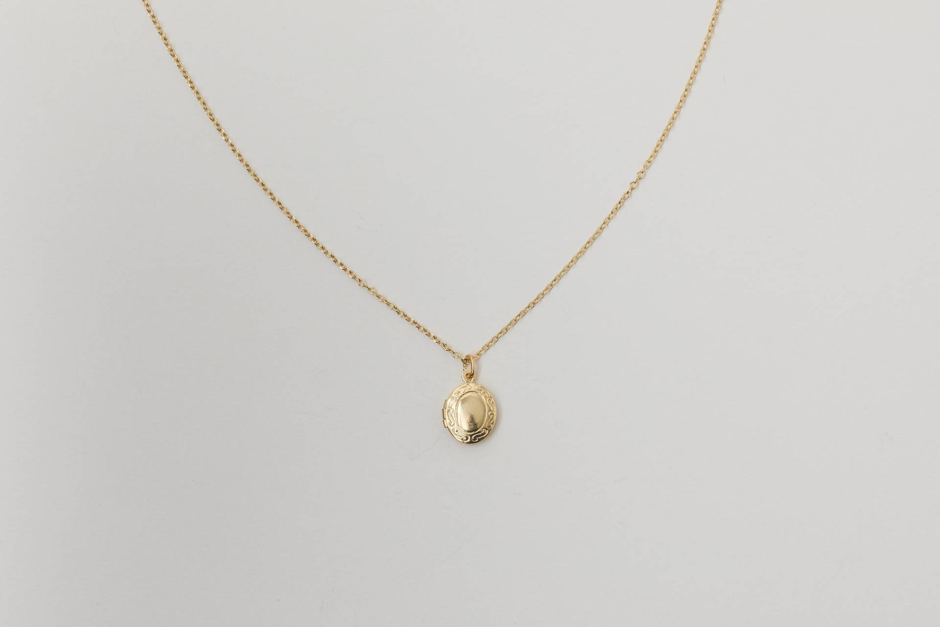 Mini Medaillon Halskette Goldene Kette Mit Fotomedaillon Zum Öffnen Amulett Goldkette von meineketten