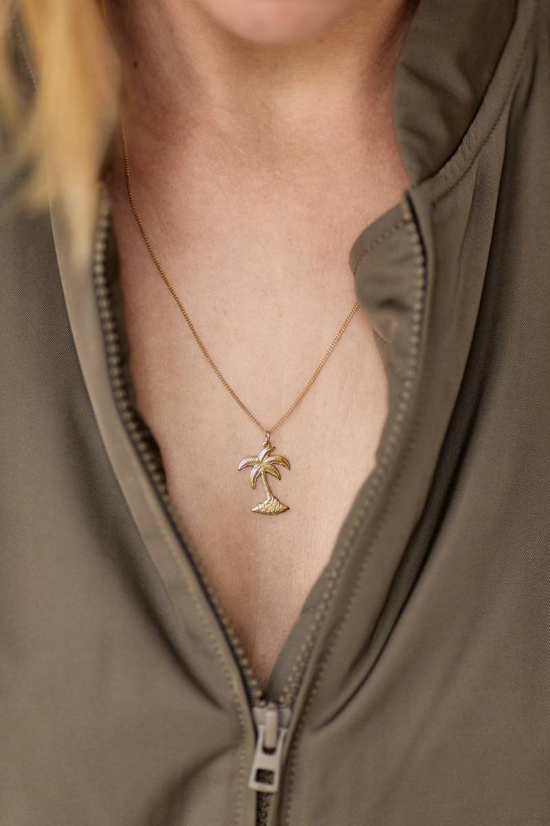 Palmenkette Goldene Kette Palme Halskette Anhänger Sommerschmuck Strand Goldkette Vacation Holidays Urlaub von meineketten