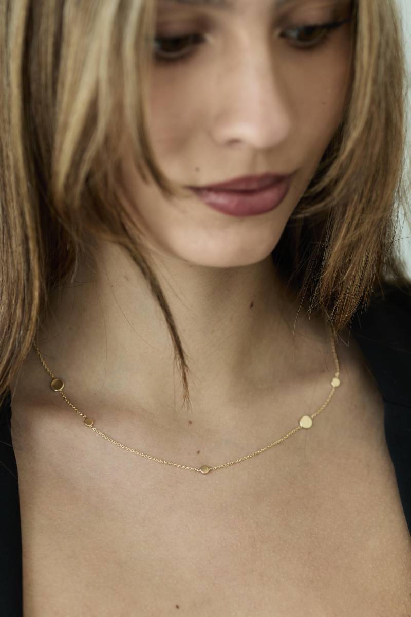 Perlenkette Goldene Plättchenkette Kugelkette 925Er Silber Vergoldet Halskette Plättchen Zarte Kette von meineketten