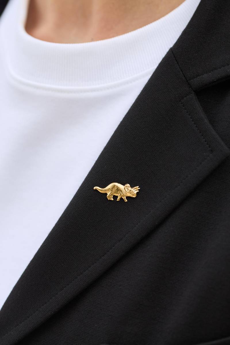 Pin Brosche Dinosaurier Dino Triceteratops Brooch Vintage Goldener Schmuck Unikat Anstecker von meineketten