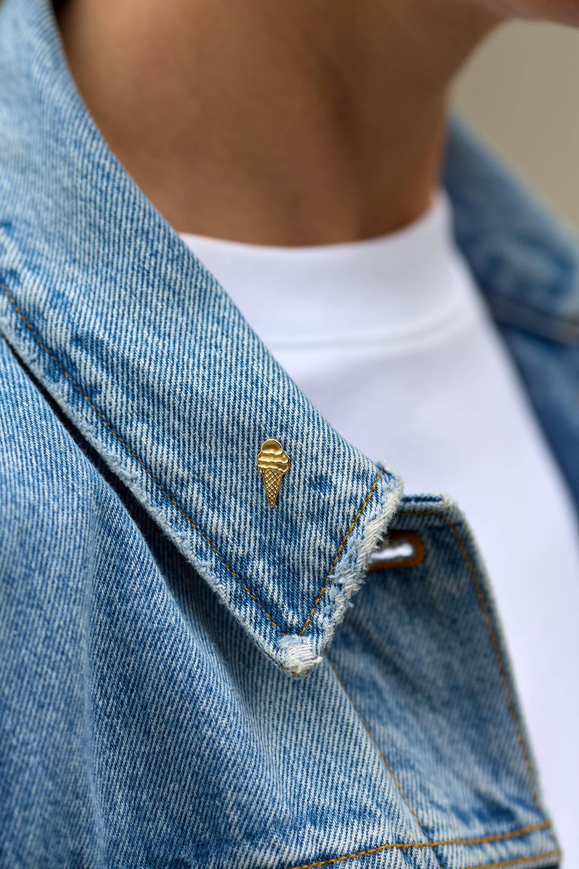 Pin Eis Sommer Brosche Icecream Goldener Mini-Pin Anstecker Ansteckpin von meineketten