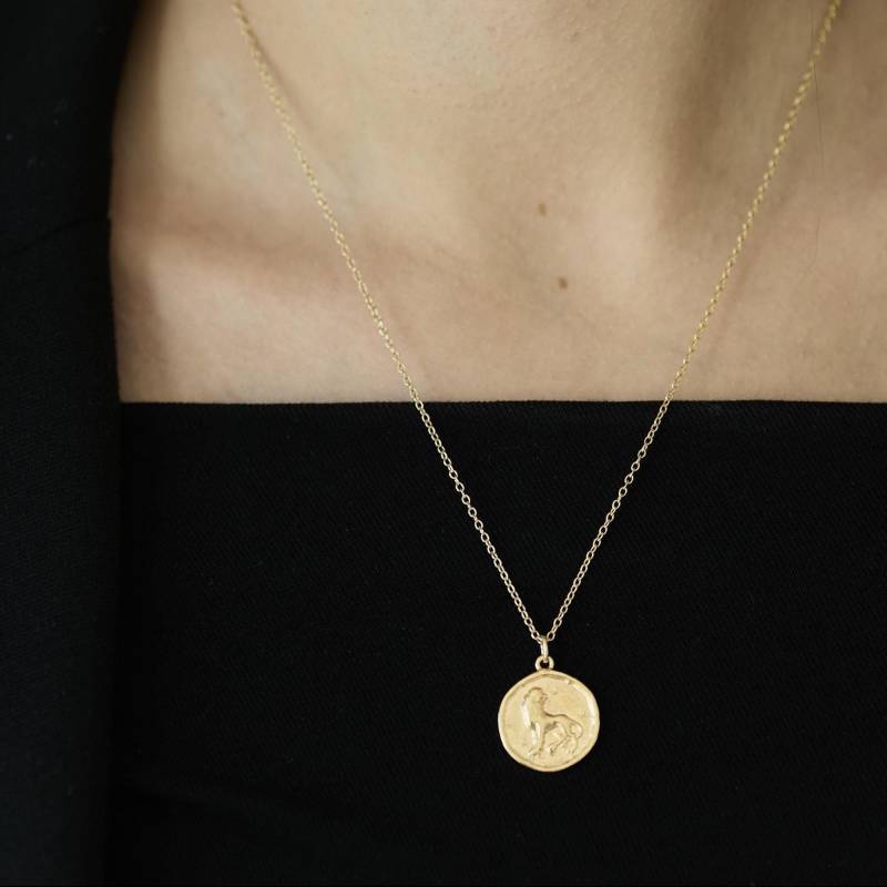 Sale Goldkette Sternzeichen Münze Sterne Astrologie Casual Schmuck Goldene Kette Sternzeichenkette Zodiac Constellation Amulet von meineketten