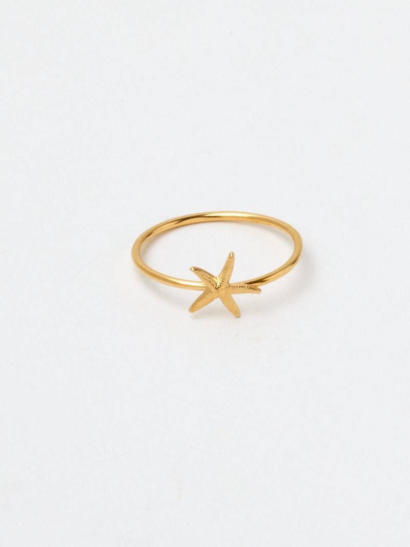 Stapelring Goldener Sommerring Seestern Silberring Sterling Silver Ring Fingerring Starfish Ringe Stapelbar von meineketten