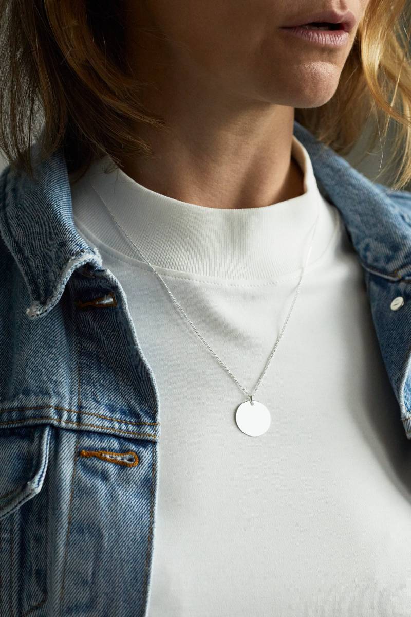 Silberkette 925Er Silber Großes Plättchen Plättchenkette Blättchen Münze Blättchenkette Disc Casual Schmuck Goldene Kette von meineketten