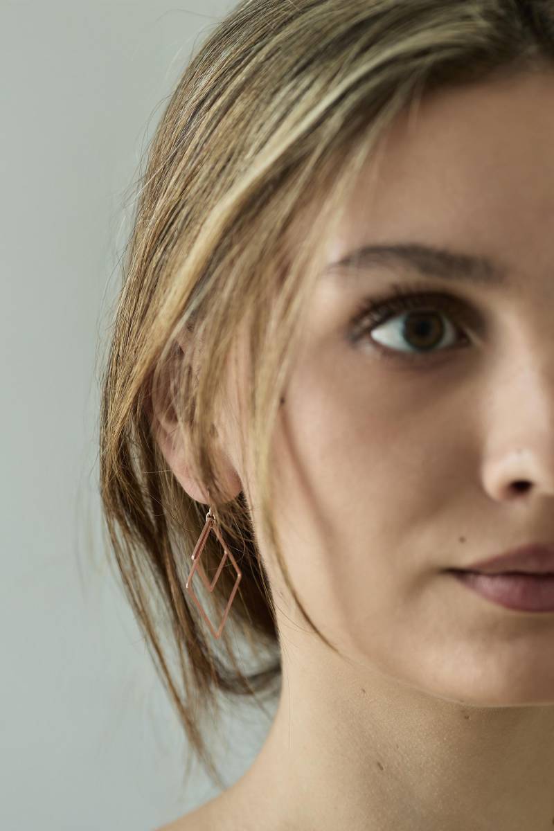 Sale Tolles Paar Goldene Ohrringe Viereck Quadrat Gold Ohrhänger Raute Diamantförmige von meineketten