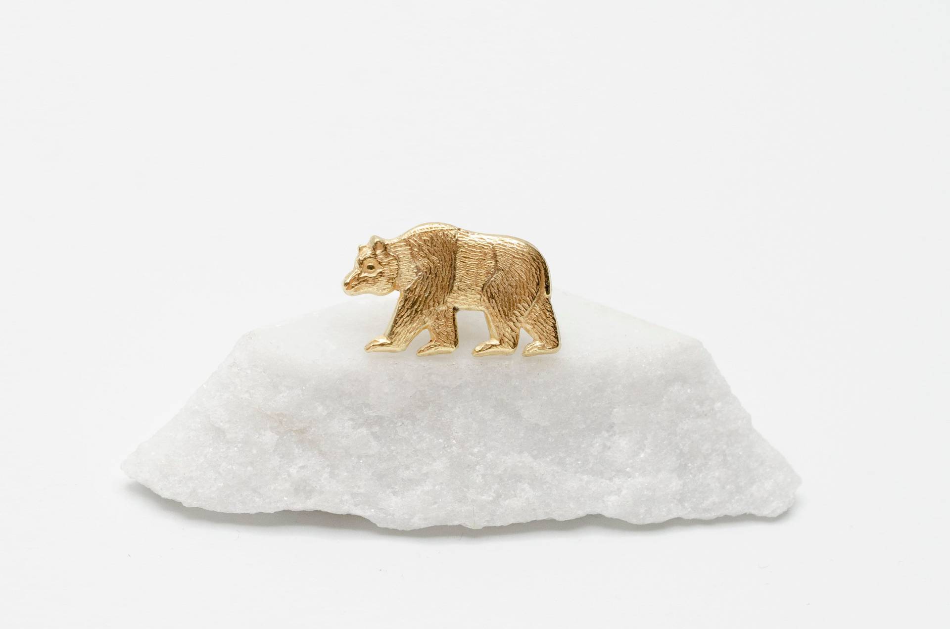 Unikat Winziger Pin Mini Brosche Bear Bär California Goldener Mini-Pin von meineketten