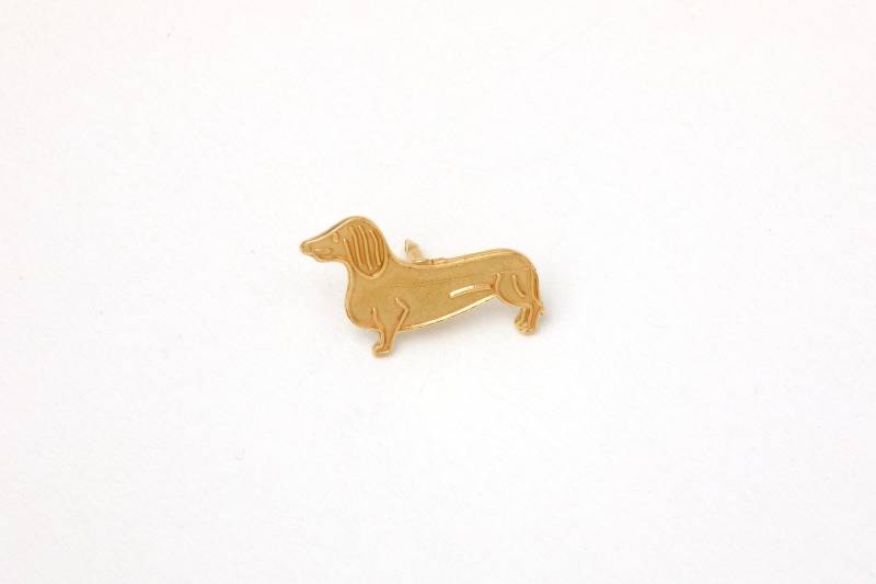 Unikat Winziger Pin Mini Dackel Brosche Hund Goldener Mini-Pin Hundebrosche Anstecker Ansteckpin von meineketten
