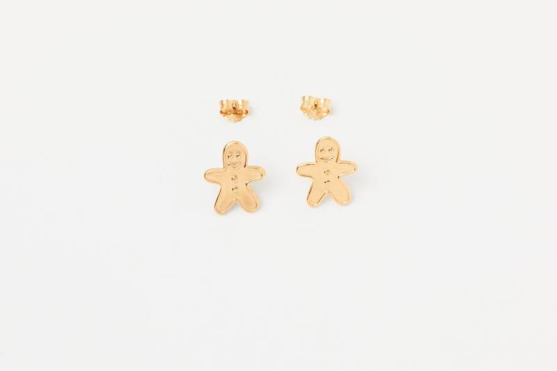 Weihnachten Ein Paar Plätzchen Lebkuchen Mann Oder Frau Gingerbread Lebkuchenfrau Studs Ohrstecker Stecker Ohrschmuck in Golden Adventszeit von meineketten