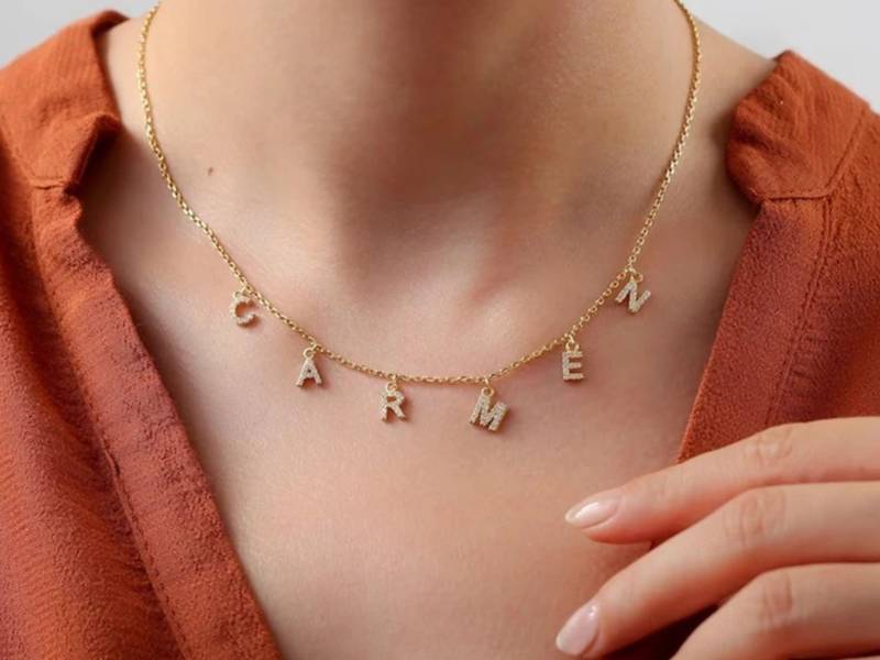Buchstaben-Halskette, Edelstahl, Zirkon-Anhänger, Initialen-Schmuck, Damen-Halskette, Alphabet-Halskette, Maßgeschneiderter Schmuck Buchstaben-Halskette, Edelstahl, Zirkon-Anhänger, Initialen-Schmuck, Damen-Halskette, Alphabet-Halskette, Maßgeschneiderter Schmuck von meinelaserwelt