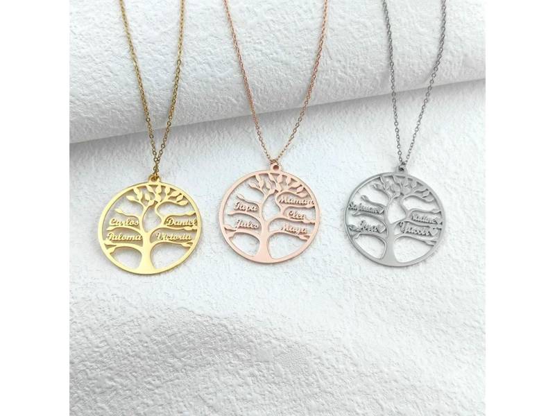 stammbaum-Halskette, Personalisierter Anhänger, Gravierter Schmuck, Namenskette, Baum Des Lebens, Edelstahl, Geschenk Für Mama stammbaum-Halskette, Personalisierter Anhänger, Gravierter Schmuck, Namenskette, Baum Des Lebens, Edelstahl, Geschenk Für Mama von meinelaserwelt