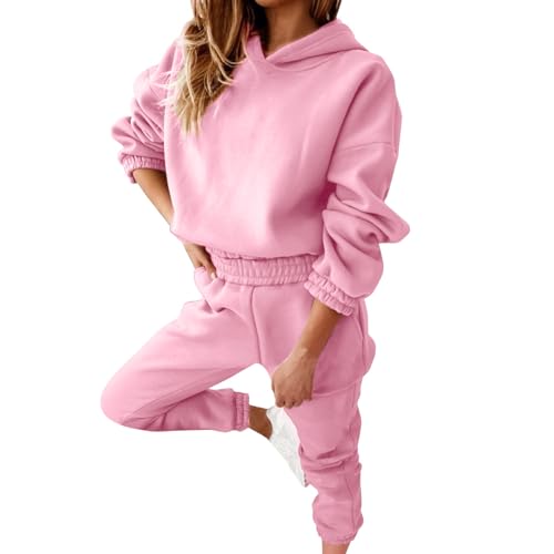 Jogginganzug Damen Elegant Zweiteiler Freizeitanzug Damen Tracksuit mit Taschen Frauen Sportanzug Jogginganzug Outfit Jogger Anzug Damen Hausanzug mit Kapuze Hoodie Kapuzenpullover Jogginghose Damen von meiodtion