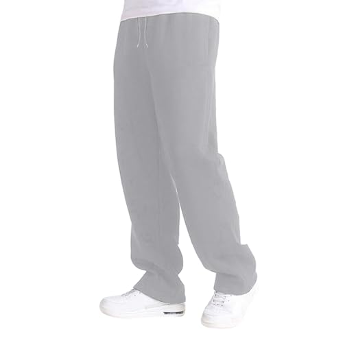 meiodtion Jogginghose Herren Hosen Herren Lang Baggy Sweatpants Breite Baumwolle Sporthose Graue Elastische Taille Jogging Hose Open Leg Jogger Winter Warme Männer Sweathose Mit Taschen Streetwear von meiodtion