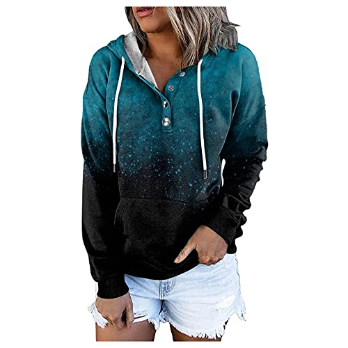 meiodtion Pullover Damen Zweifarbig Kapuzenpullover Damen Pulli Casual Hoodie Langarm Sweatshirt mit Kapuze Tasche Teenager Mädchen Herbst Winter Outerwear Oberteile Tops Shirt Sweatjacke von meiodtion