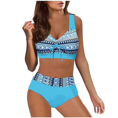 meiodtion Push Up Bikini Damen Set Bauchweg Badeanzug Damen Curvy Sexy Damen Zweiteiliger Bauchweg Badeanzug Damen V Ausschnitt Überkreuztes Blumenmuster Bauchweg Sexy Badeanzug Damen Bademode Damen von meiodtion