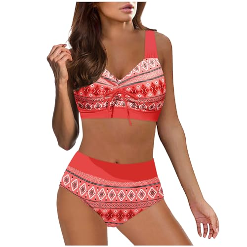 meiodtion Push Up Bikini Damen Set Bauchweg Badeanzug Damen Curvy Sexy Damen Zweiteiliger Bauchweg Badeanzug Damen V Ausschnitt Überkreuztes Blumenmuster Bauchweg Sexy Badeanzug Damen Bademode Damen von meiodtion