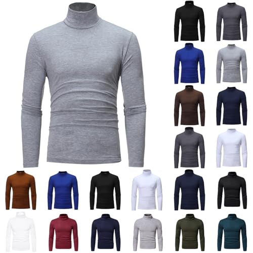 meiodtion Rollkragenpullover Herren Men's Winter Slim Fit Turtleneck Pullover Turtleneck Einfarbig Thermal Turtleneck Thin Long Sleeve Shirt Elastic Regular Basic Plain Base Sweatshirt Pullover Herren von meiodtion