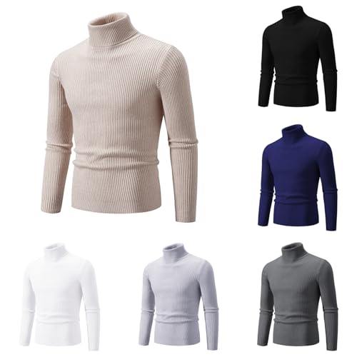 meiodtion Rollkragenpullover Herren Stitch Pullover Herren Rollkragen Pullover Langarmshirt Feinstrick Sweater Rollkragen Freizeit Slim fit Basic Männer Pullover Strickpullover Herren Winter Pullover von meiodtion
