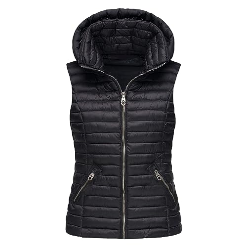 meiodtion Weste damen Weiche Weste Aus Warmer Baumwolle mit hohem Kragen mit Kapuze Ärmellose Lang Steppweste Winterweste Daunenmantel Outdoor Puffer Jacke Fleeceweste Damen Damen Steppweste von meiodtion