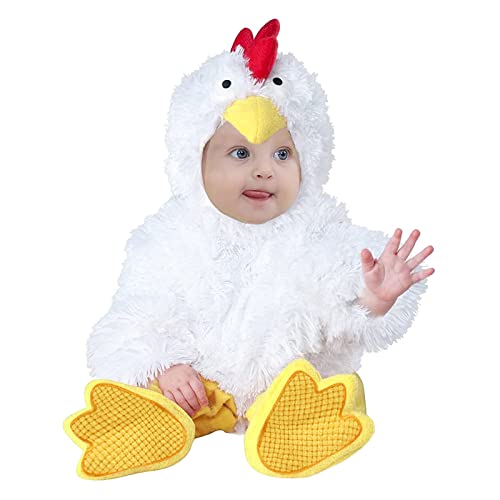 meiodtion halloween kostüm baby strampler Jungen Huhn Strampler Kostüm Schuhe Outfits Set Winter Cosplay Baby Fleece Hut Tieroverall Säuglingsmädchen Strampler & Overall (06-White, 9-12 Months) von meiodtion