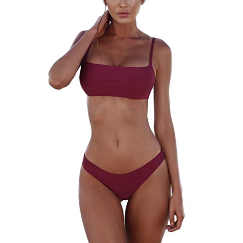 meioro Bikini Sets für Damen Push Up Tanga mit niedriger Taille Badeanzug Bikini Set Badebekleidung Beachwear (M,Lila) von meioro